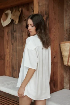 Kat The Label Celine Short Sleeve Shirt Ivory | Camis
