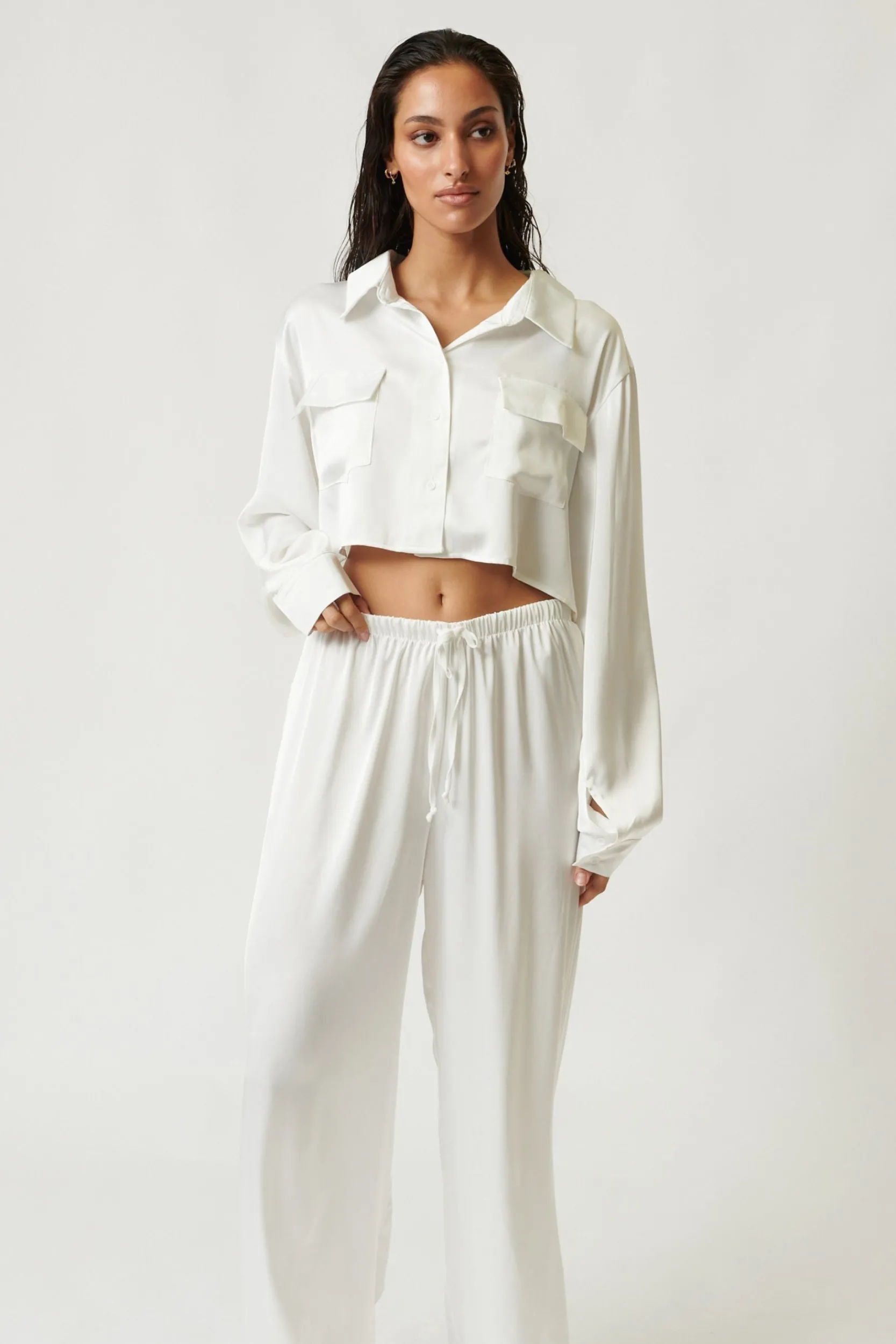 Kat The Label Gracie Shirt Ivory | Camis