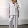 Kat The Label Gracie Short Sleeve Pant Set Ivory | Sleep Sets | Sleep Sets