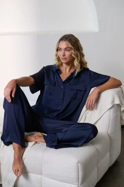 Kat The Label Gracie Short Sleeve Pant Set Ink | Sleep Sets