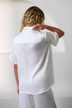 Kat The Label Gracie Short Sleeve Pant Set Ivory | Sleep Sets | Sleep Sets