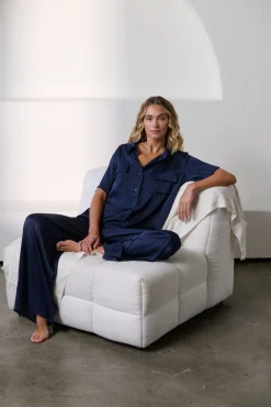 Kat The Label Gracie Short Sleeve Pant Set Ink | Sleep Sets
