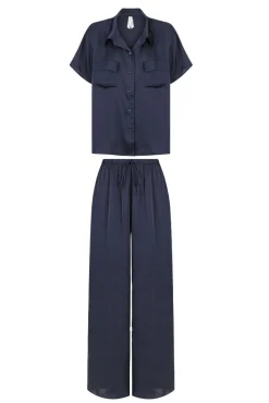 Kat The Label Gracie Short Sleeve Pant Set Ink | Sleep Sets