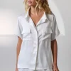 Kat The Label Gracie Short Sleeve Short Set Ivory | Sleep Sets | Sleep Sets