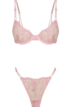 Kat The Label Nicolette Thong Set Baby Pink | Underwire Sets